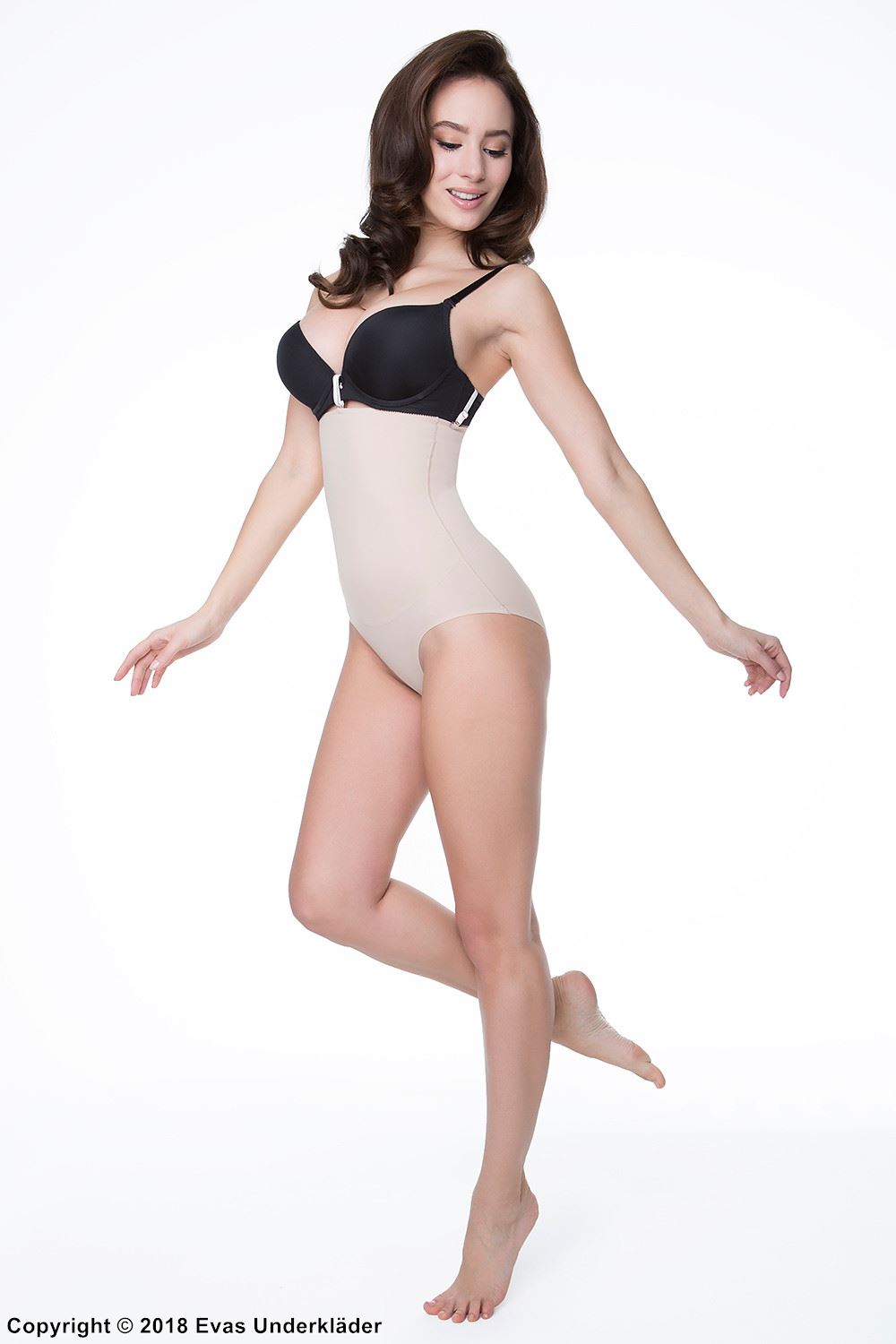 Shapewear maxi briefs, belly, waist and buttocks control, anti-slip silicone band